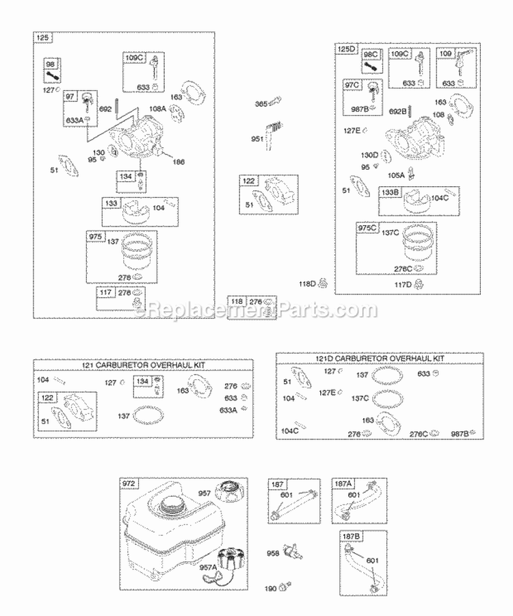 Carburetor Fuel Supply Diagram and Parts List for 157102-1013-E8  Briggs and Stratton Engine